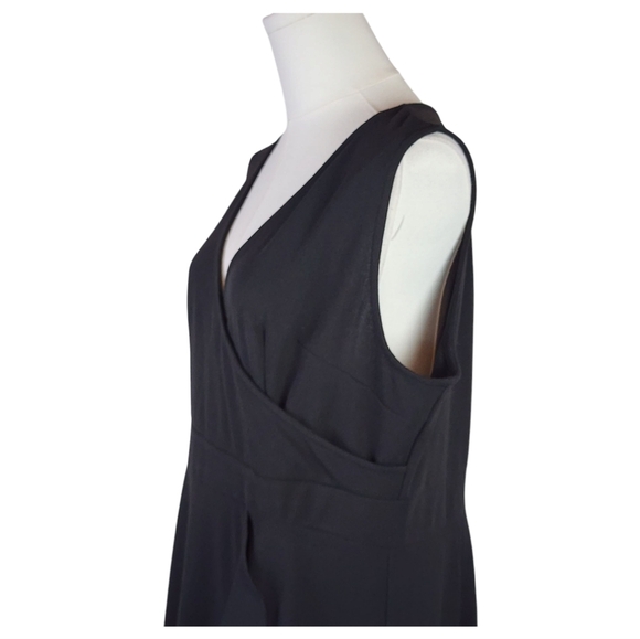 Releeo Black Faux Wrap Maxi Dress 2XL High Low Ruffle Hem 27” Slit - Picture 3 of 11